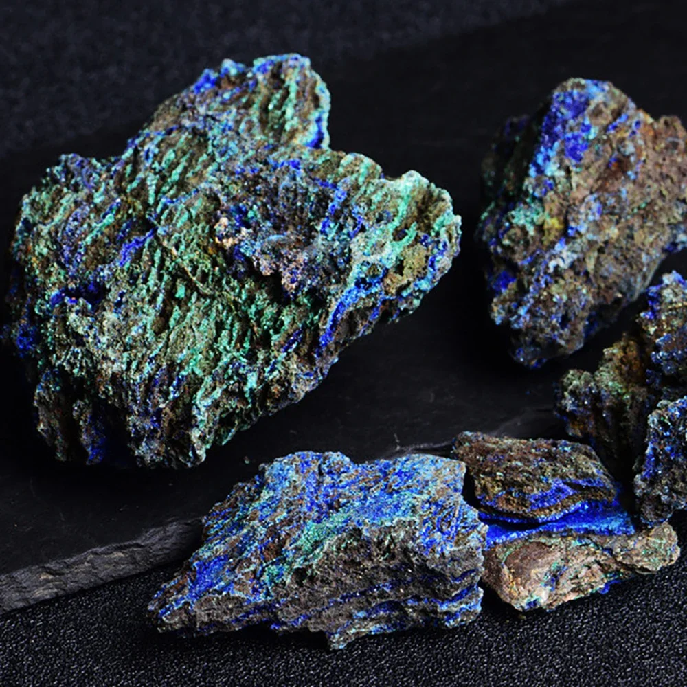 Bonsai Rock Garden - Natural Azurite Stone Ore and Malachite