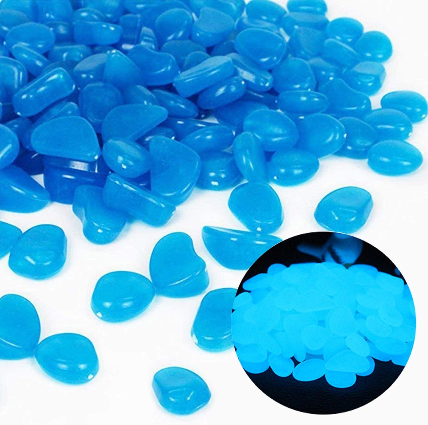 Bonsai Rock Garden - Fish Tank Rocks Glow Blue Pebbles