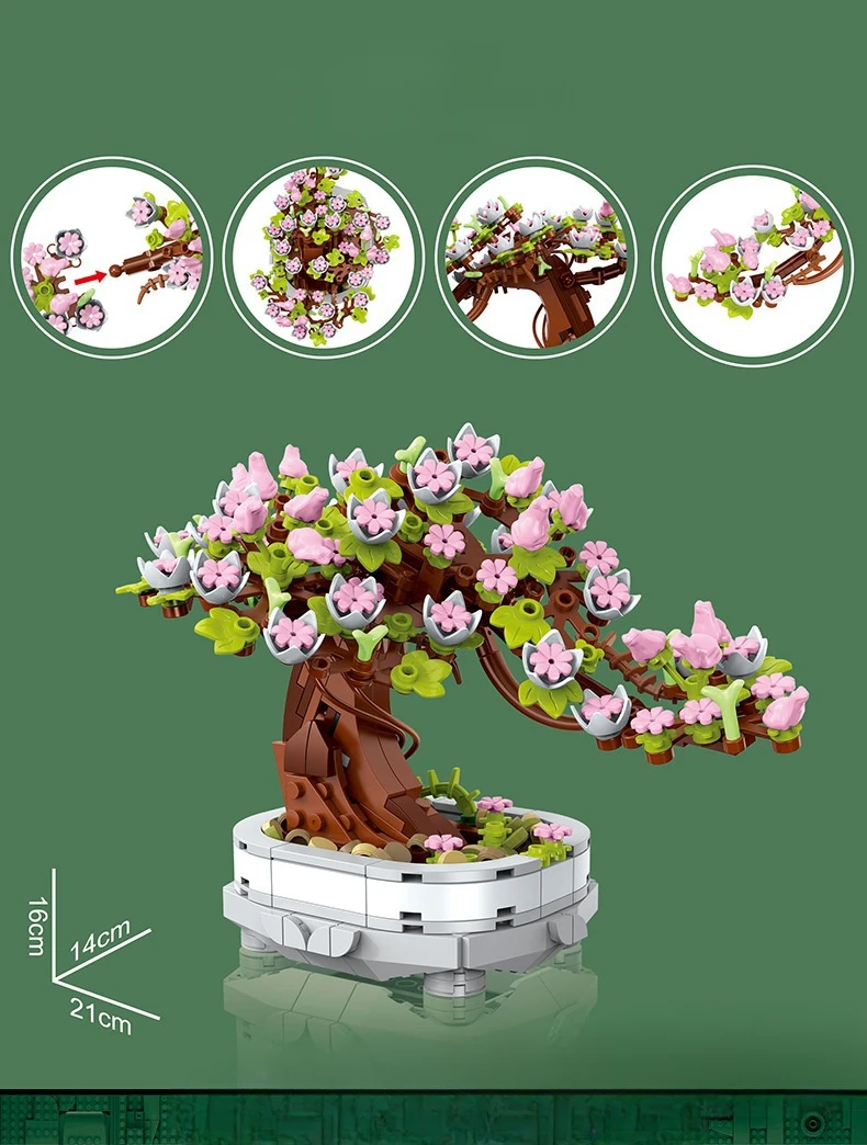 462PCS Cherry Blossom Bonsai B - Bonsai Garden Lego 评论和价格