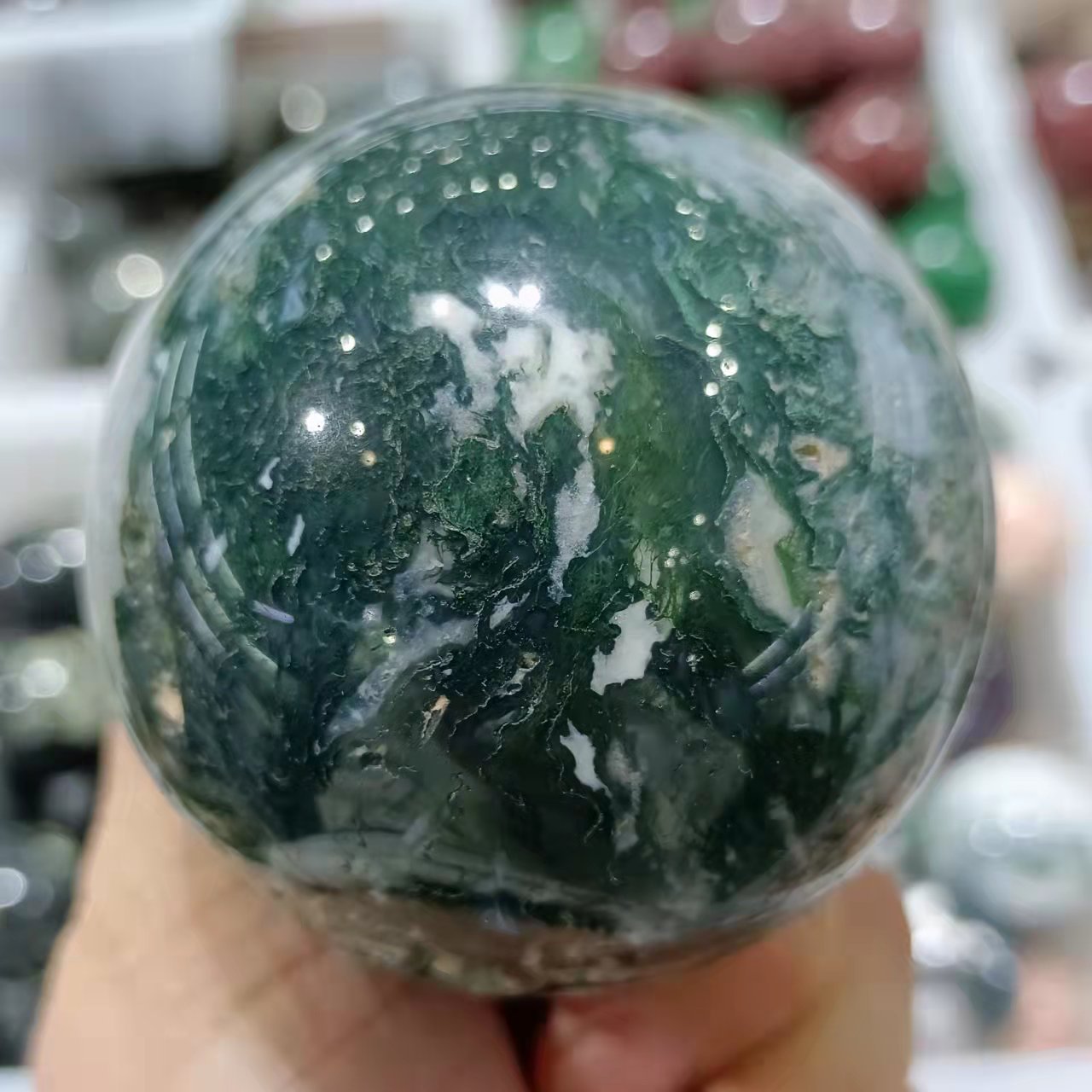 Natural Moss Agate Crystal Qua - Bonsai Rock Garden 评论和价格
