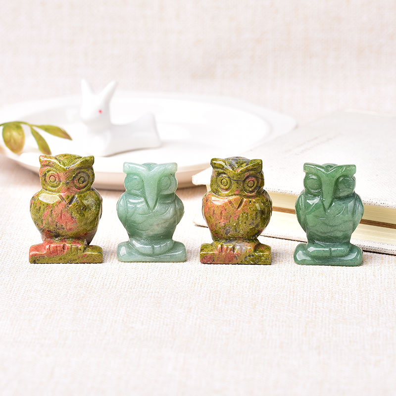 1PC Natural Stone Carved Owl A - Bonsai Rock Garden 评论和价格