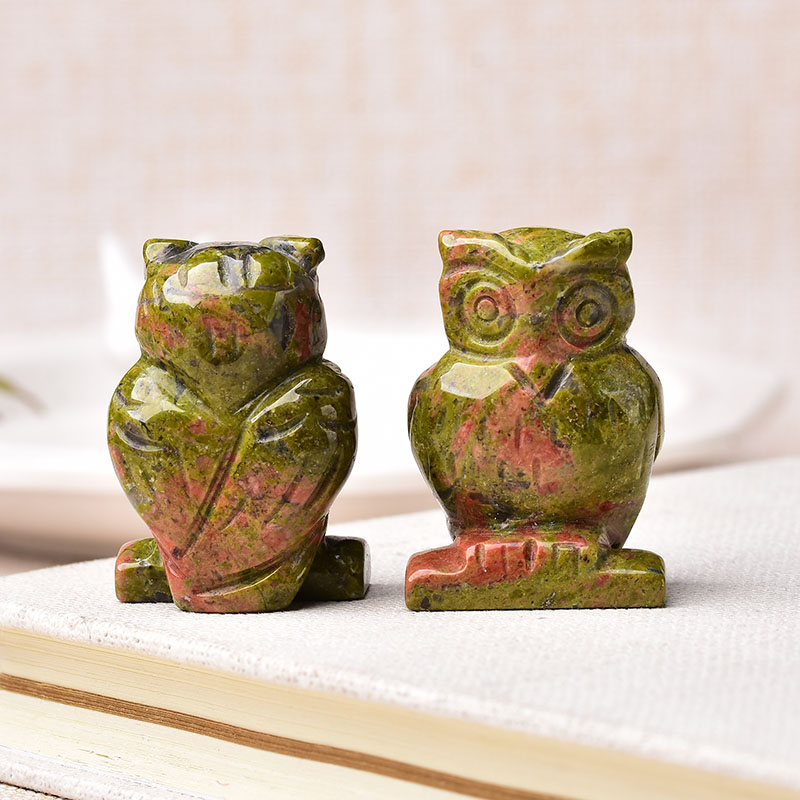 1PC Natural Stone Carved Owl A - Bonsai Rock Garden 评论和价格